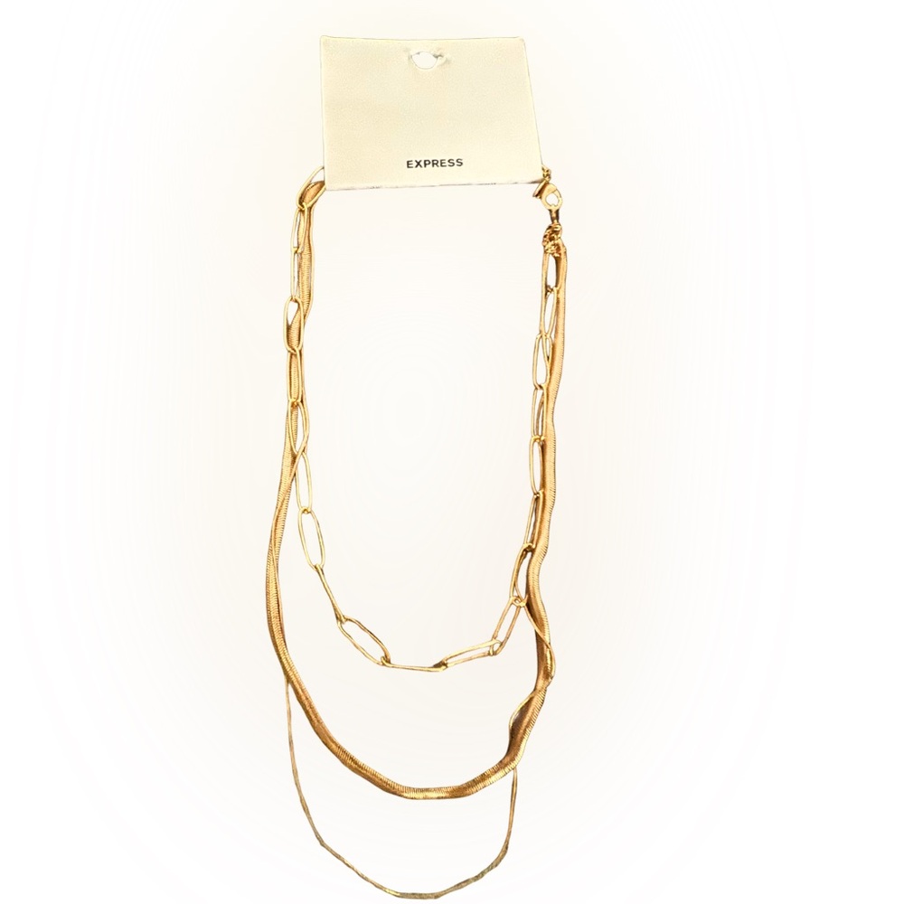 Express Gold Toned Multi Layer Necklace